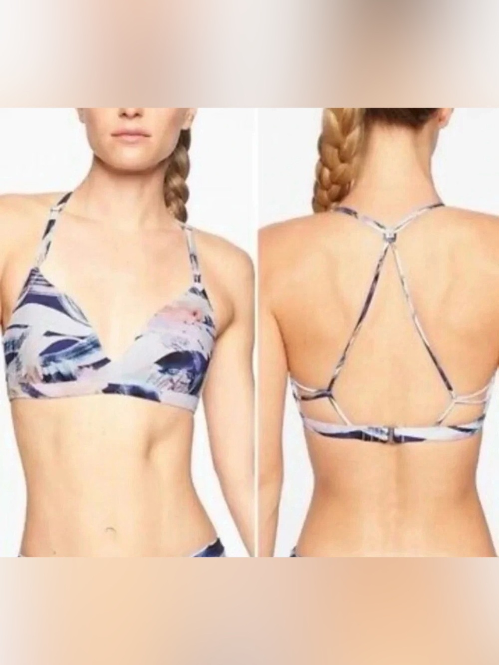 Athleta Vivid Prism Back Molded Cup Bikini Top Sz Small